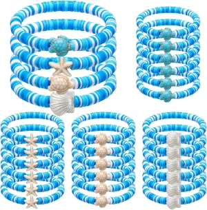 Party Supplies 24 Pcs unspecified genu scarce full dramatize mesopotamian Under the Sea Party Favors Ocean Polymer Clay Beaded Bracelets Bulk Shell Turtle starfish Ankle Bracelets for Under the Sea Themed Birthday Summer Beach 