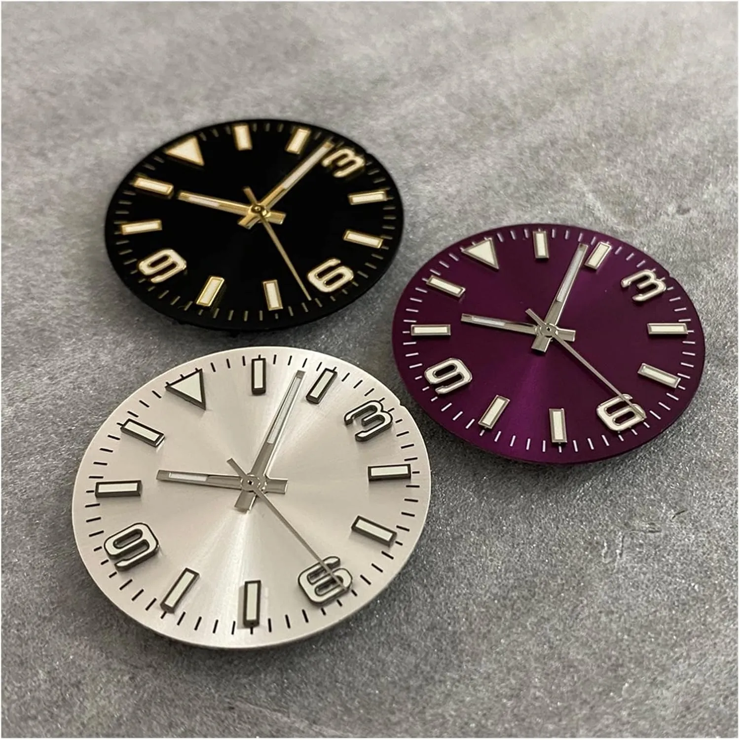 Pattern closeness Modified 369 Nail Men's Watch Faces Accessory Fit NH35/NH36/4R/7S Movement Watch dial 28.5mm Watch Dial   Hands Green Luminous Sun 
