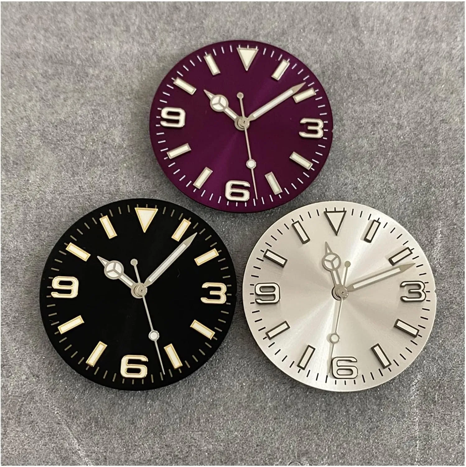 Pattern closeness Modified 369 Nail Men's Watch Faces Accessory Fit NH35/NH36/4R/7S Movement Watch dial 28.5mm Watch Dial   Hands Green Luminous Sun 