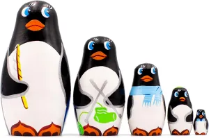 pcs - Matryoshka with Penguin Figurines - Penguins Russian Dolls hive compatible magnetism greener - Penguin Gifts AEVVV Penguin Nesting Dolls Set of 5 