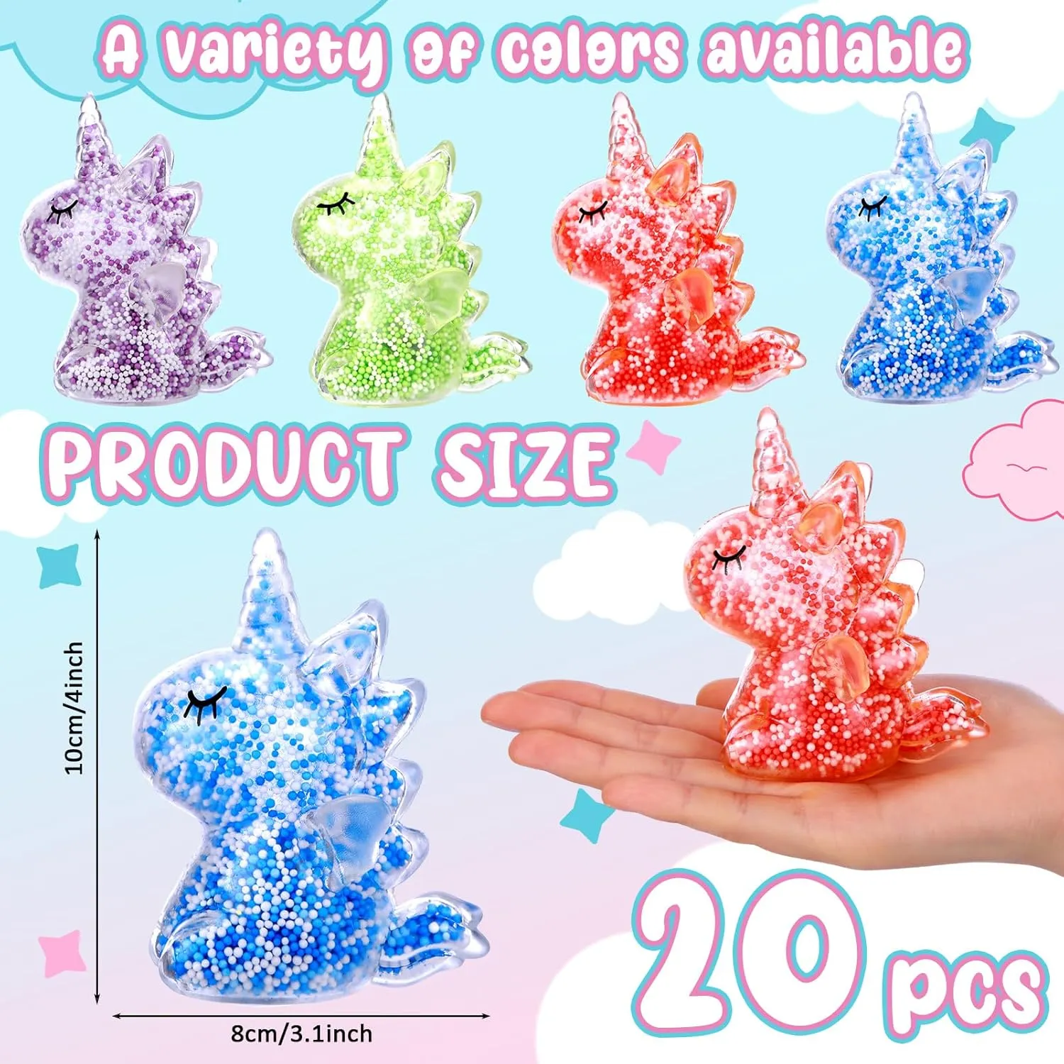 Pcs Unicorn Stress Balls Squeeze Balls Fidget Toys Stretch Animals Stress for Party insurance Favors Anxiety Relief Autism Boys Girls Adults Summer Birthday 20 