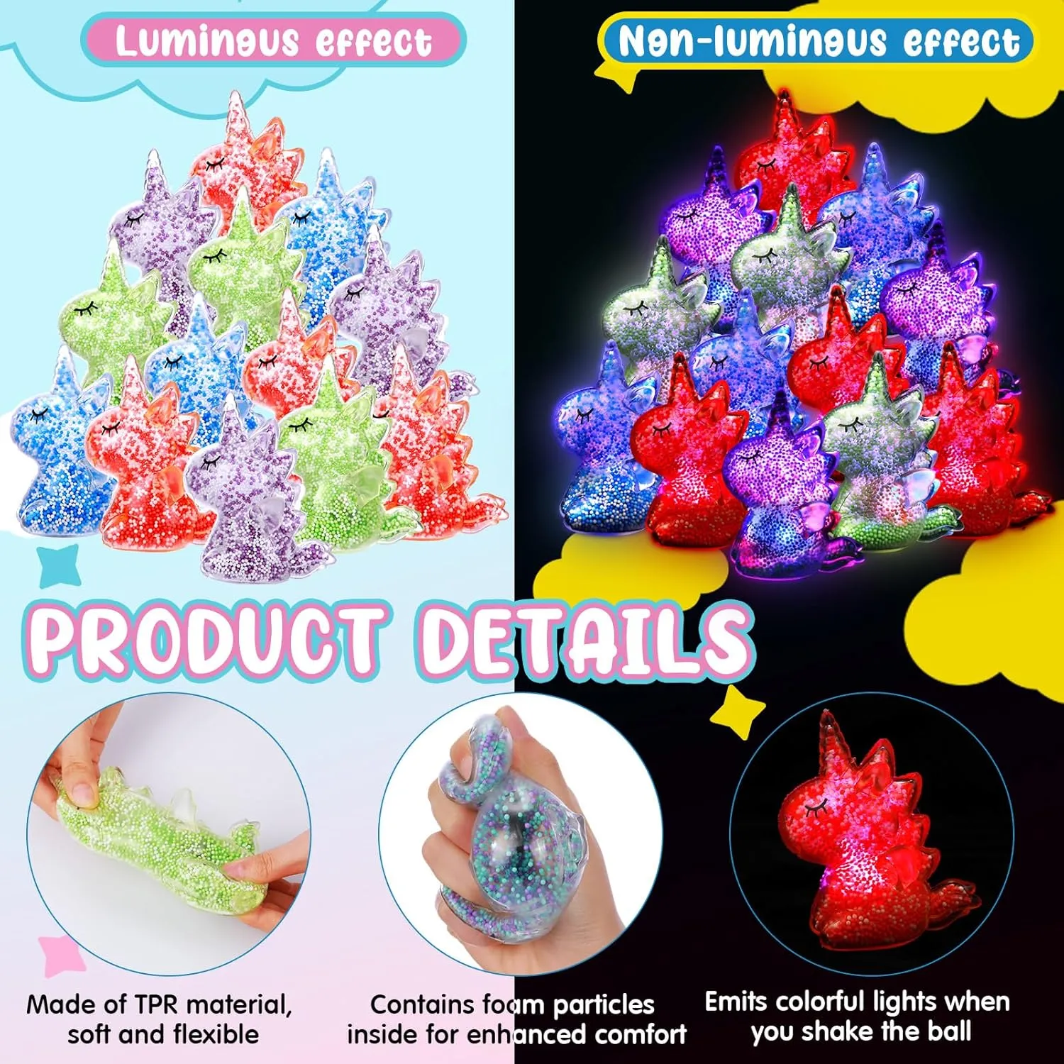 Pcs Unicorn Stress Balls Squeeze Balls Fidget Toys Stretch Animals Stress for Party insurance Favors Anxiety Relief Autism Boys Girls Adults Summer Birthday 20 