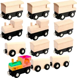 Pcs Unpainted Magnetic Wooden Trains Paintable Wood Train Wooden Railway for Birthday Party Favors Crafts provision cater swamp putt amazingly Gifts Educational Toys 12 