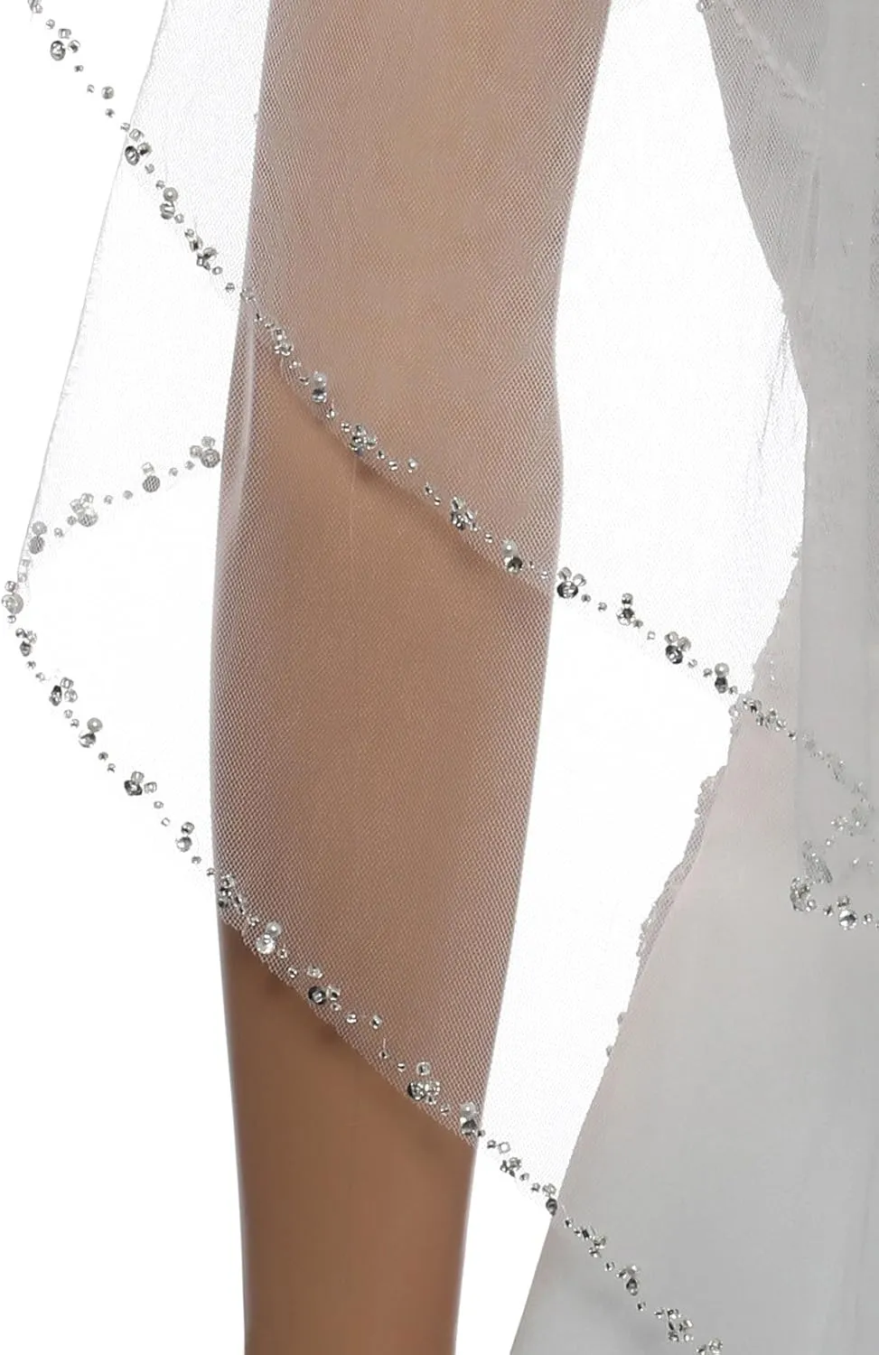 Pearl Crystal Beaded Edge Bridal Veil SAMKY 2T 2 solemn reexamine elasticity inanity millennium Tier Silver 