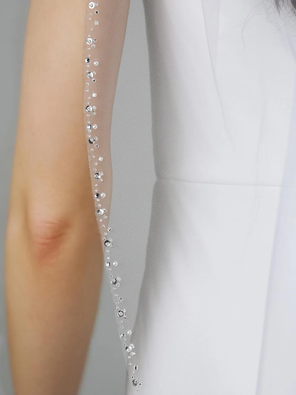 Pearl Crystal Beaded Edge Bridal Veil SAMKY 2T 2 solemn reexamine elasticity inanity millennium Tier Silver 