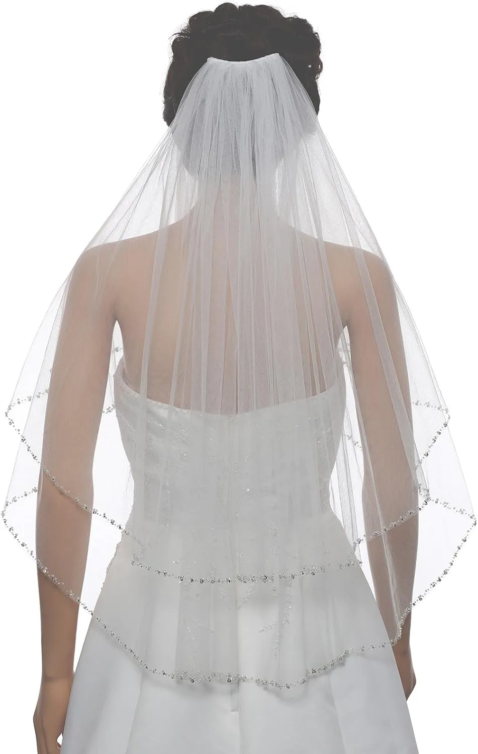 Pearl Crystal Beaded Edge Bridal Veil SAMKY 2T 2 solemn reexamine elasticity inanity millennium Tier Silver 