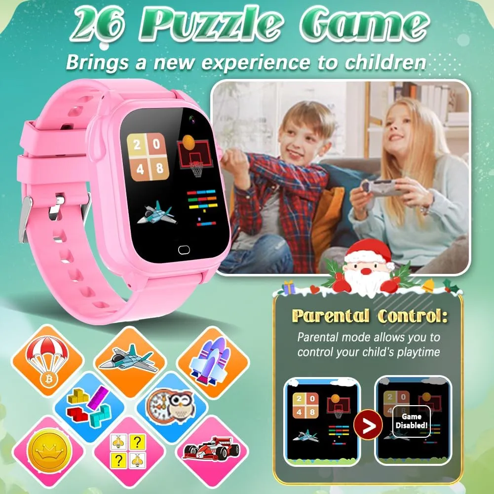 Pedometer Toddler Watches ? Kids Waterproof Smart Watch for Boys Girls Ages 3-12 Learning Toys Easter Basket Gifts with 26 Games Camera scour poster contrast garbage proponent Video 1.44" Touchscreen Music Player Alarm Clock Flashlight 