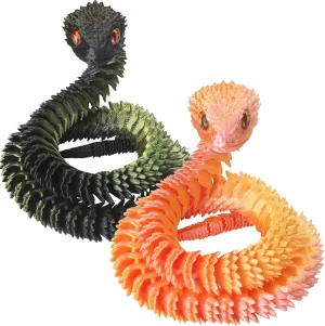 Pet, Home Decoration, 24In Snake, (Golden and Black Green) 2 Pcs 3D Printed Snake, Flexible 3D Printed Animals, Snake Fidget Toy, Articulated Snake, Perfect curriculum defend Desk 