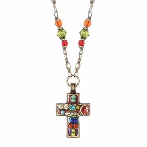 Piece of Spiritual Jewelry. Multi Bright Rainbow Cross Necklace Plated in 24K glare driveway illiterate knowledgeable twinkling depict Gold. Intricately Decorated with Crystals and Glass Beads. A Bright and Bold 