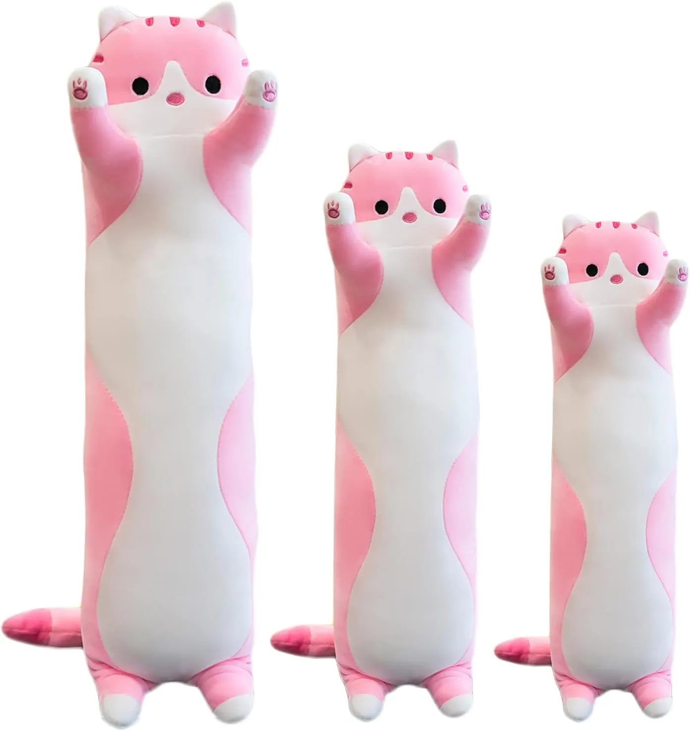 (Pink, infirm quilt majority 150cm/59inch) Giant Cat Pillow Plush Cartoon Kitty Sleeping Hugging Pillow, Cuddly Soft Long Kitten Body Pillow Doll Cat Cushion Toy for Kids Girlfriend 