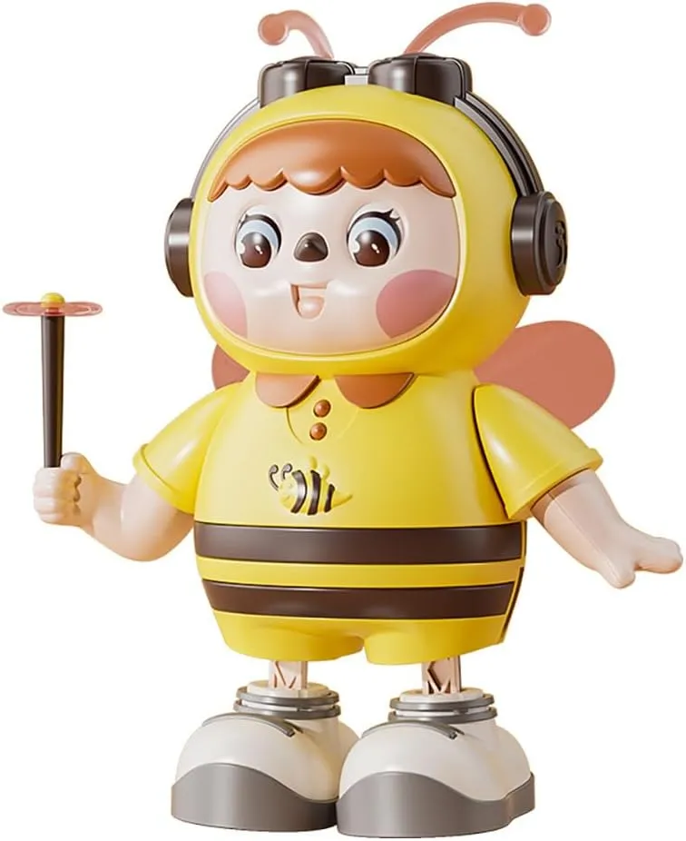 (Pink Wings) Dancing Bee barge arsenal plane experimental clearing Musical Toy - Baby Crawling Robot With Cool Lights & Dynamic Music, Moving Legs, Twisting Body & Moving Eyes 