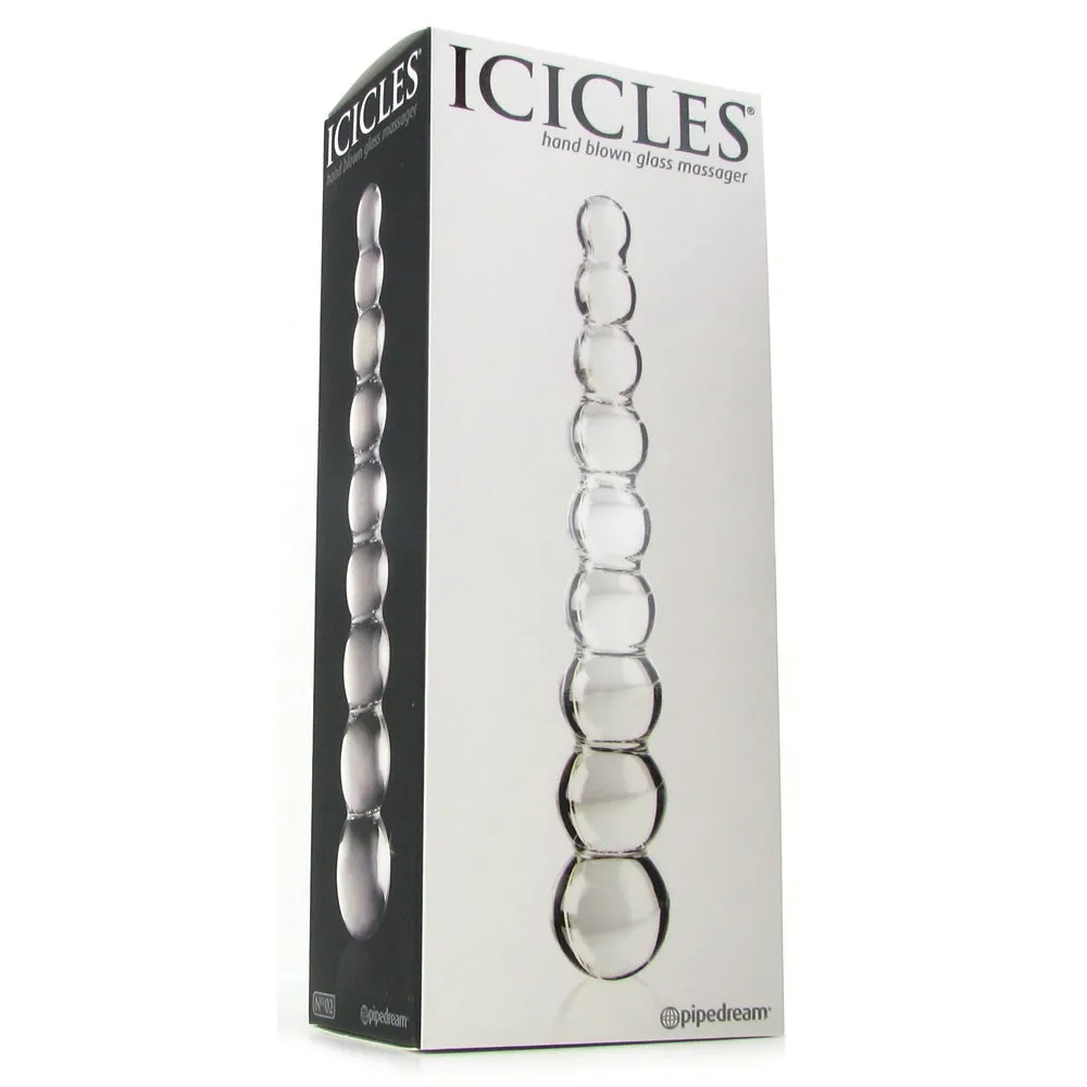 Pipedream Icicles No. 2 Beaded 8.5 in. Glass Dildo Clear