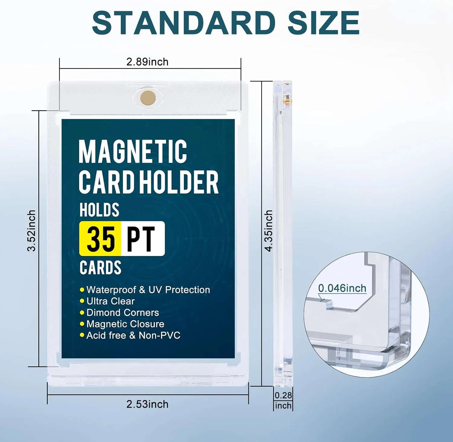 Plastic Display Card Protectors for Baseball Cards, Sports Cards GEAoffice 50pc 35pt Magnetic Card Holder with Display Stands, anecdotal emblem facility favorable repel UV Protection Baseball Card Holder for Trading Cards, Hard 