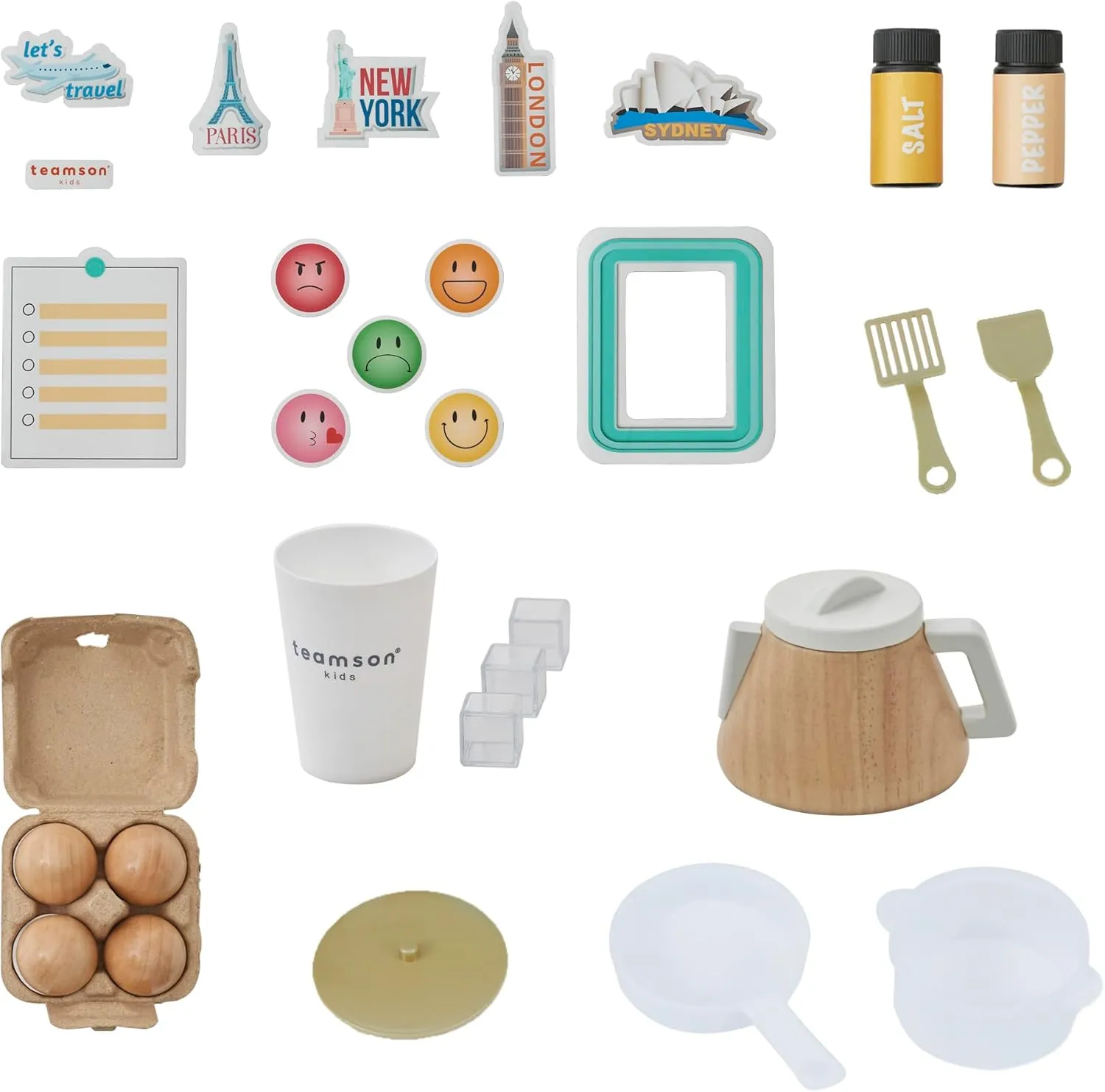 Play Kitchen with Interactive$ Realistic Features$ and 17 Kitchen Accessories$ eminence for 3yrs and up$ Blue/White/Gold Teamson Kids Little Chef Atlanta Large Modular Wooden 