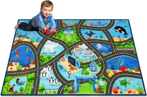 Play Mat Road Rug$Track Rug Car Play Carpet for Kids Kids Rug Playmat Rug$31.4"X47" Marine Animals hump Car Rugs for Kids Toy Cars$Non Slip Aquarium Road Map Kids Carpet for Playroom Bedroom Boys$Kids 