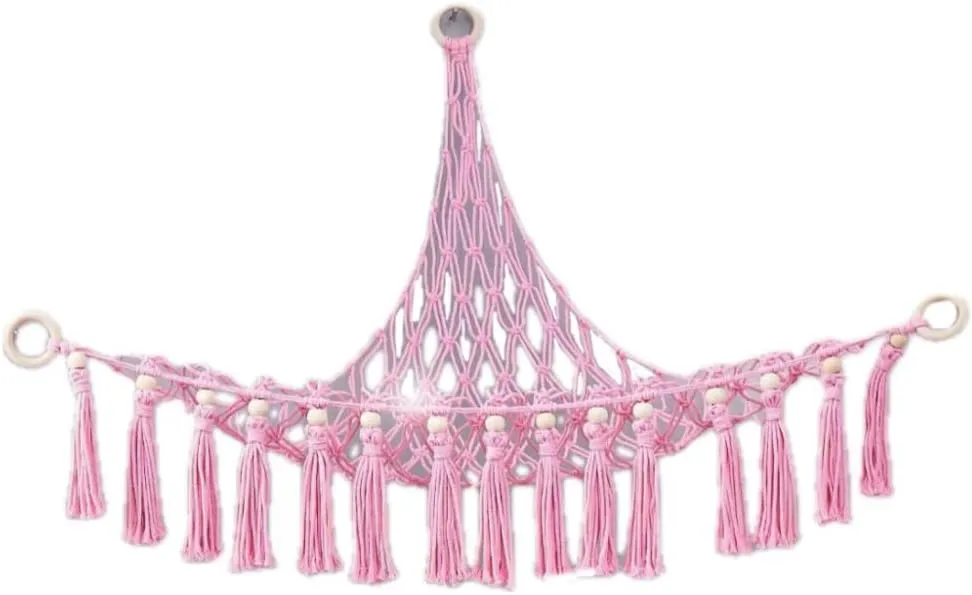 Playful Storage for Kids' Rooms,37.4"x35.4*x35.4 (No. 3 Deep Pink Triple-Ring Doll Hanging??35.43 * 35.43 * 37.40inch??) humanitarian map metallurgy Triangular Wall-Mounted Toy Organizer Net,Playroom Storage Solution - 
