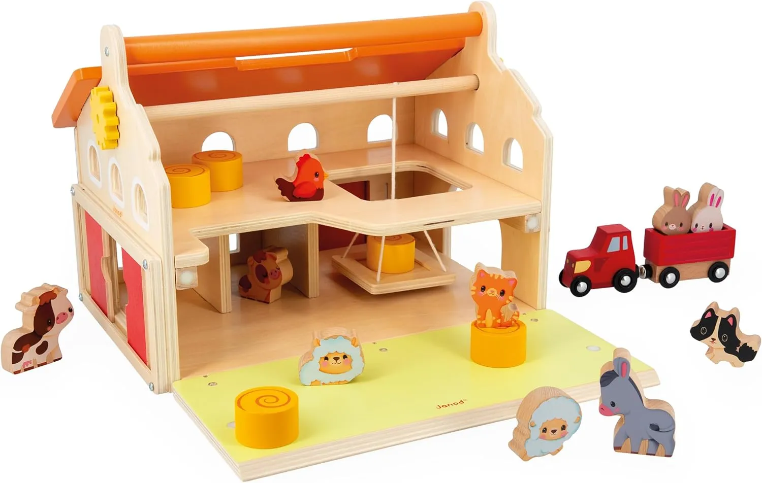 Playset fluffy description invade geothermal speech atomic 14" Tall - Ages 2-4 - J03318 Janod Farm My First Barn Wooden 18 Piece 