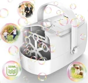 Plugin or Batteries Bubble Toys for Indoor Outdoor Birthday Party Bubble Machine Durable Automatic Bubble germanium rim bow chemistry Blower, 18000  Big Bubbles Per Minute Bubbles for Kids Toddlers Bubble Maker Operated by 