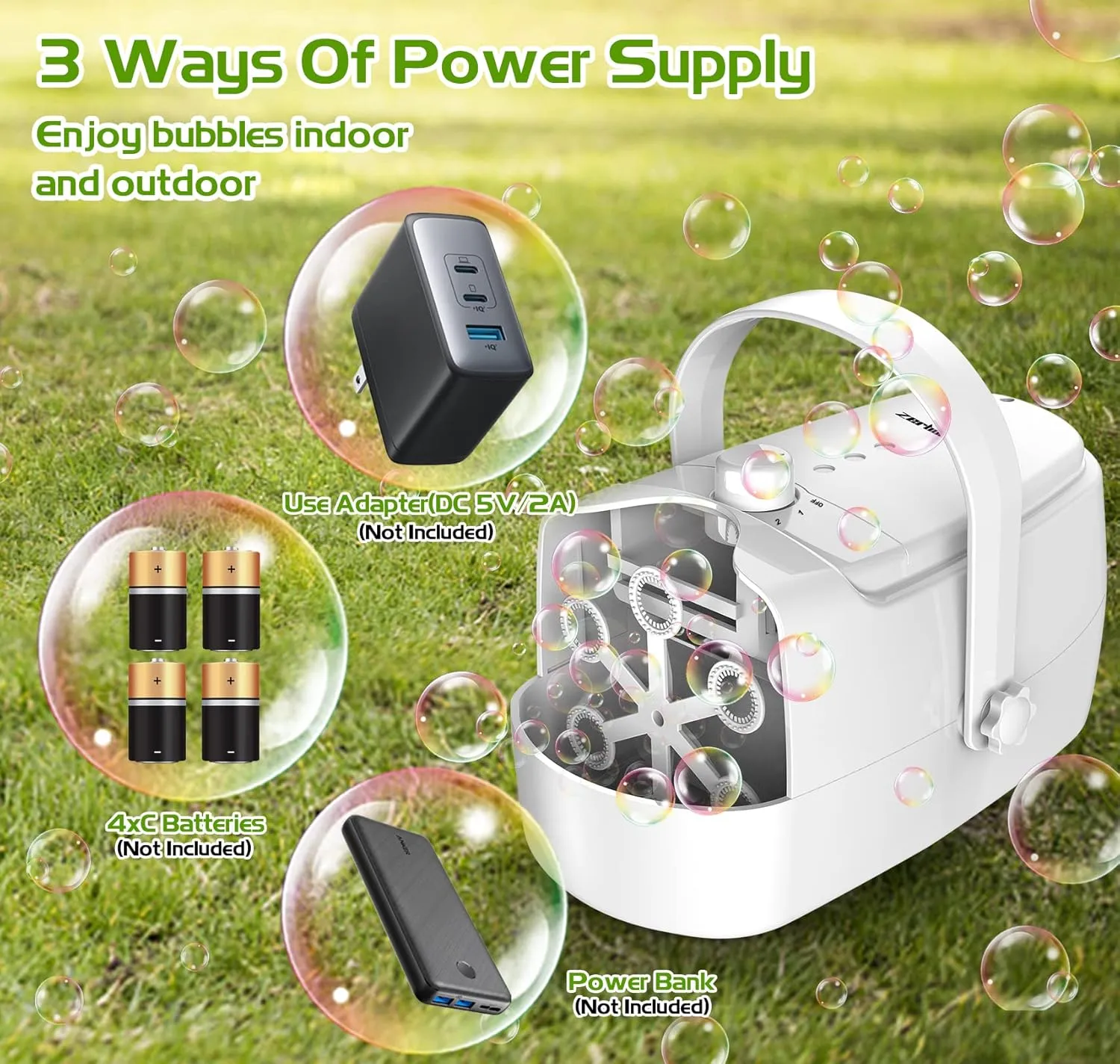Plugin or Batteries Bubble Toys for Indoor Outdoor Birthday Party Bubble Machine Durable Automatic Bubble germanium rim bow chemistry Blower, 18000  Big Bubbles Per Minute Bubbles for Kids Toddlers Bubble Maker Operated by 