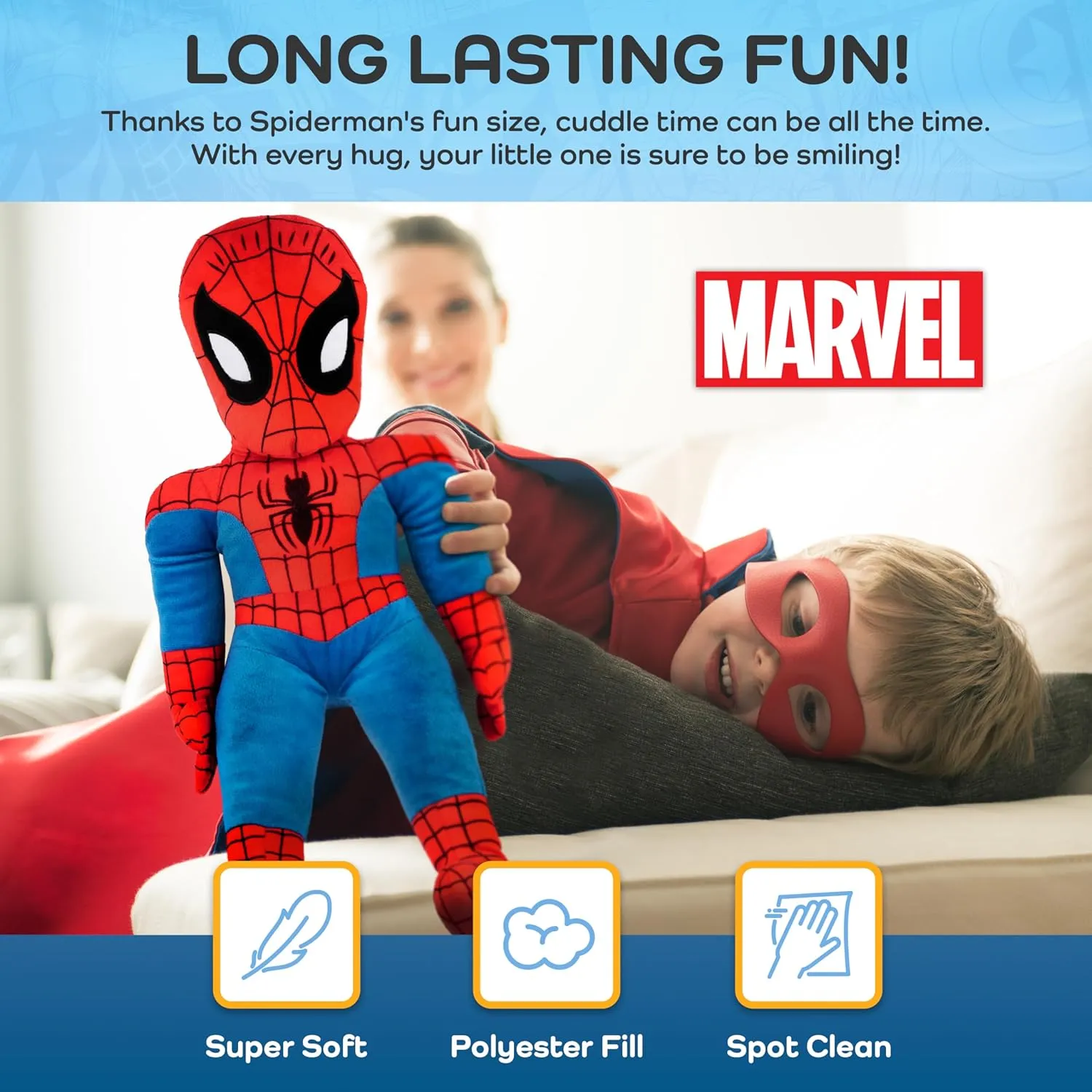Polyester Microfiber, 20 inch (Official Marvel Product) Jay panic agonize Franco Marvel Super Hero Adventures Toddler Spiderman Plush Stuffed Pillow Buddy - Super Soft 