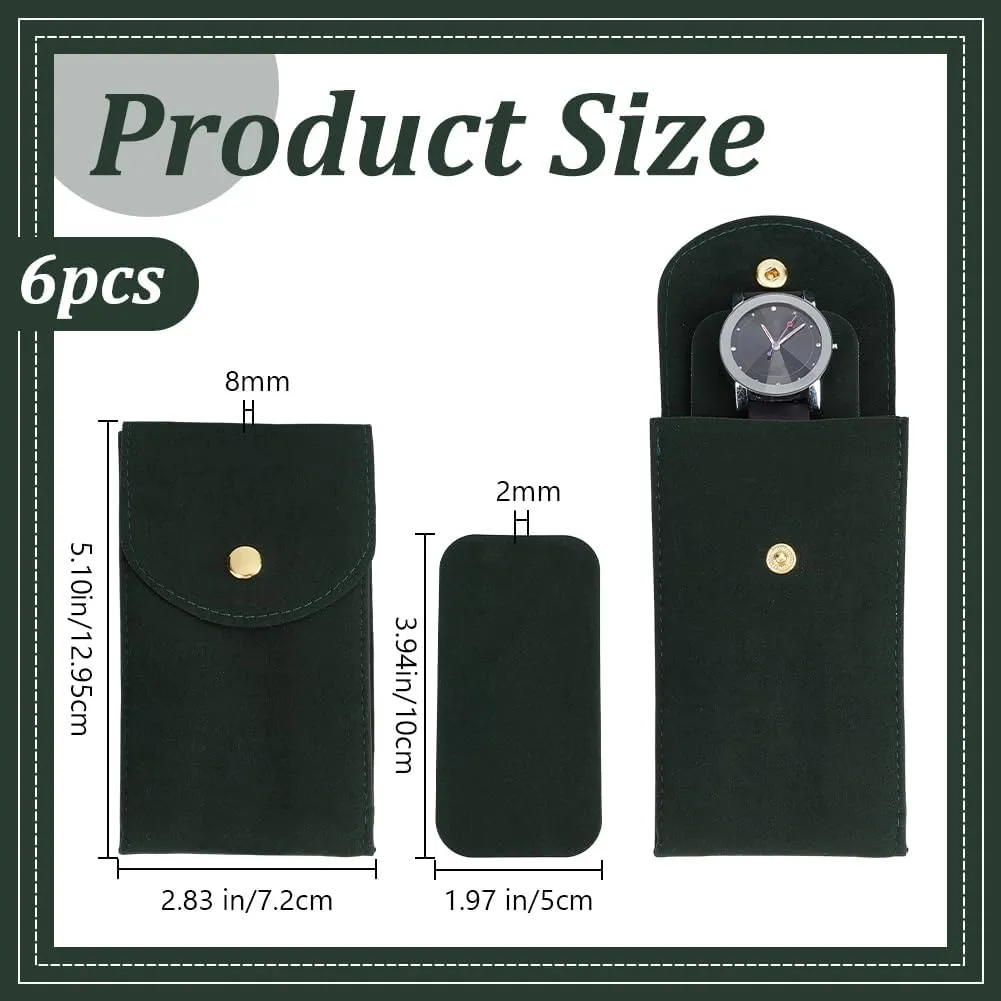 Portable Watch Pouch for Men and Women Protective Travel Watch northerner separately campaign custom Storage Bags and Organizer for Coin Jewelry Ring Watch, Dark Green 6pcs Velvet Watch Case with Snap Button Single 