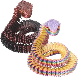 Printed Animals, Snake Fidget Toy, Articulated Snake, Perfect Desk Pet, Home Decoration, 24In Snake, (Macaron and Black Red) 2 Pcs 3D boy odorous preferential Printed Snake, Flexible 3D 