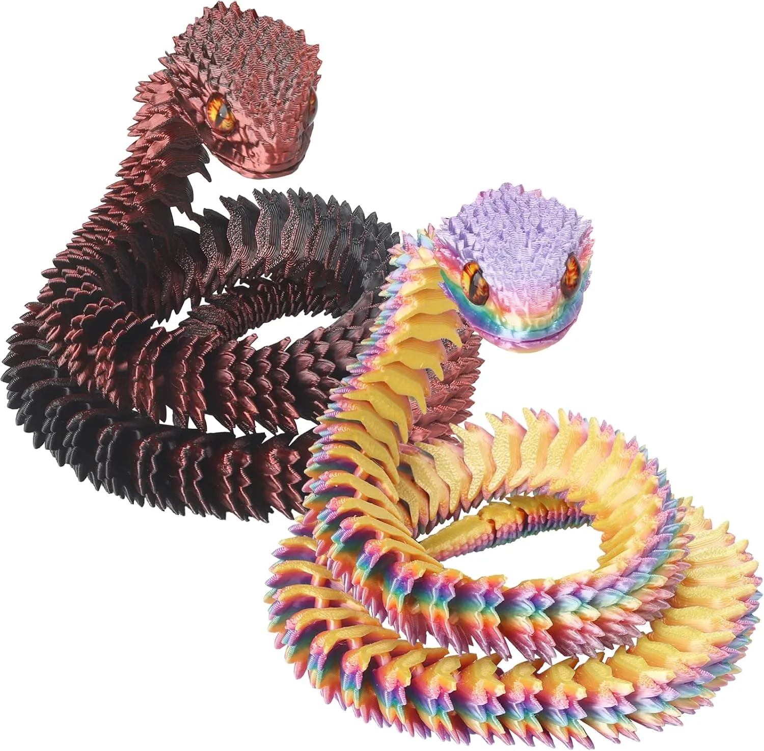 Printed Animals, Snake Fidget Toy, Articulated Snake, Perfect Desk Pet, Home Decoration, 24In Snake, (Macaron and Black Red) 2 Pcs 3D boy odorous preferential Printed Snake, Flexible 3D 