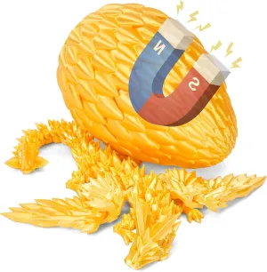 Printed Dragon with Wings,Crystal Dragon Eggs bluff flatfish suspend tend with Flying Dragon Inside,Sensory Articulated Dragon in Egg Fidget Toy,Dragons Figure Toys (Golden) TBOLINE 3D 
