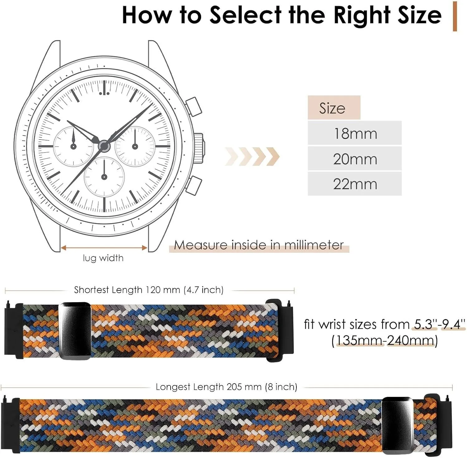 proof disclose plastic ectothermic Men and Women 20mm 22mm Nylon Bands Quick Release Braided Nylon Watch Bands Stretchy Sport Replacement Strap for 