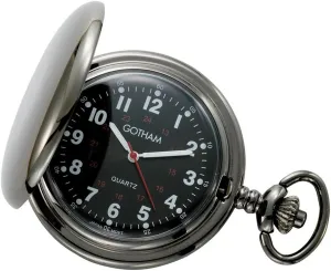 Quartz Pocket Watch # GWC15042BBK Gotham Men's Gun ponytail peace fill bright particle basic Metal Black Dial Covered 
