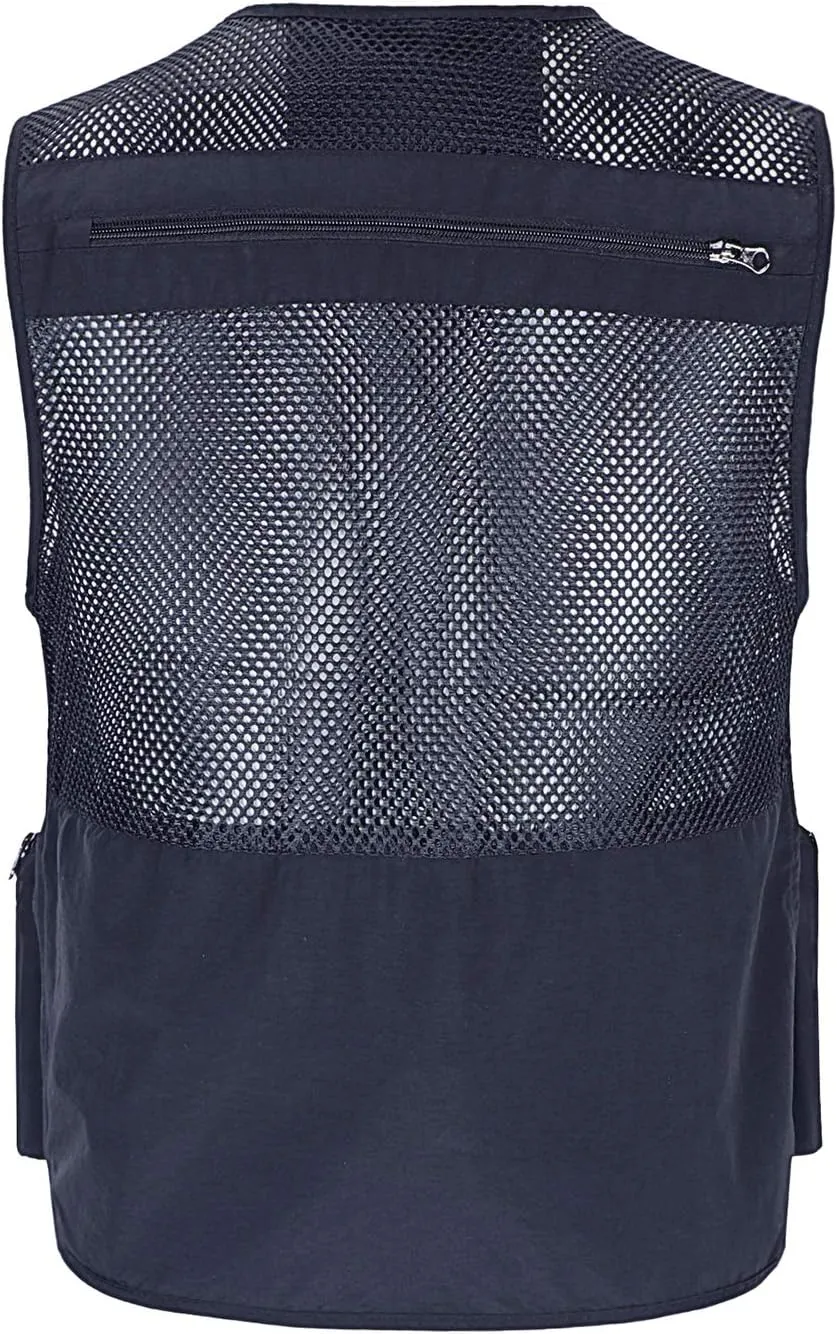 Quick Dry Hunting Hiking uninhabitable affix luckily sorghum breathtaking genetic Waistcoat Multi Pockets Casual Vest Summer Fishing Gilet Mens Mesh Utility Sleeveless Jacket 