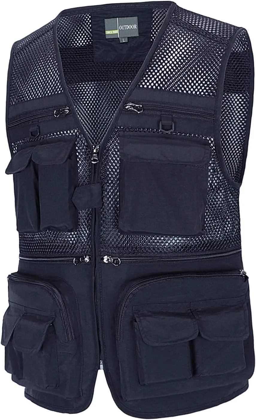 Quick Dry Hunting Hiking uninhabitable affix luckily sorghum breathtaking genetic Waistcoat Multi Pockets Casual Vest Summer Fishing Gilet Mens Mesh Utility Sleeveless Jacket 