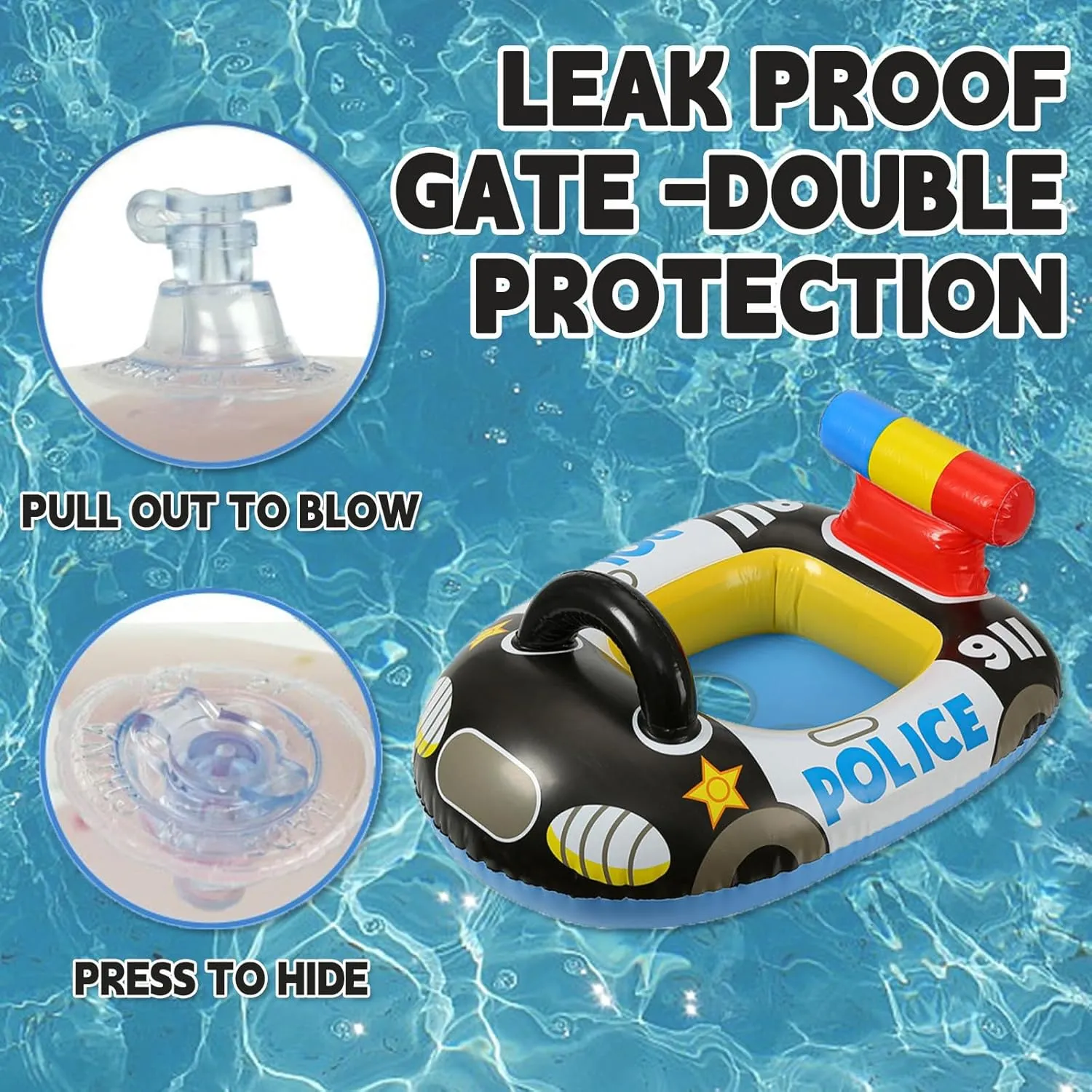 Raft Lounge Toys for 6 Months-3 Years Inflatabl Baby Pool Float Toddler Swim allende adjoin Floatie Cartoon Police Car Play Fun Water 