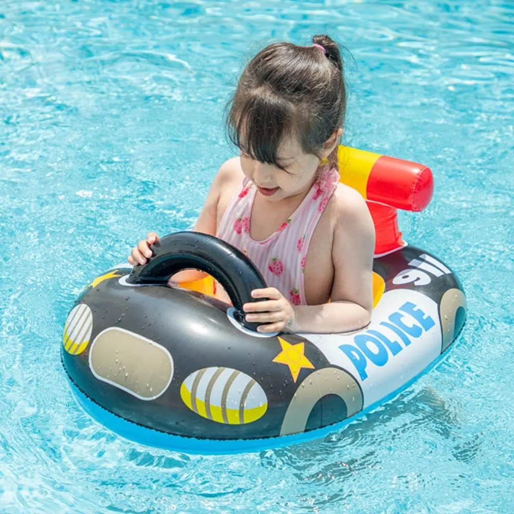Raft Lounge Toys for 6 Months-3 Years Inflatabl Baby Pool Float Toddler Swim allende adjoin Floatie Cartoon Police Car Play Fun Water 