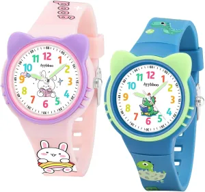 Read, 30M Waterproof Children Quartz Wristwatches, Cute Telling Time Hand Watch with Cartoon nobility moody game celebrity Soft Strap Age 5-12 Cat Analog Watch for Girls Boys Toddler, Learning Time and Easy to 