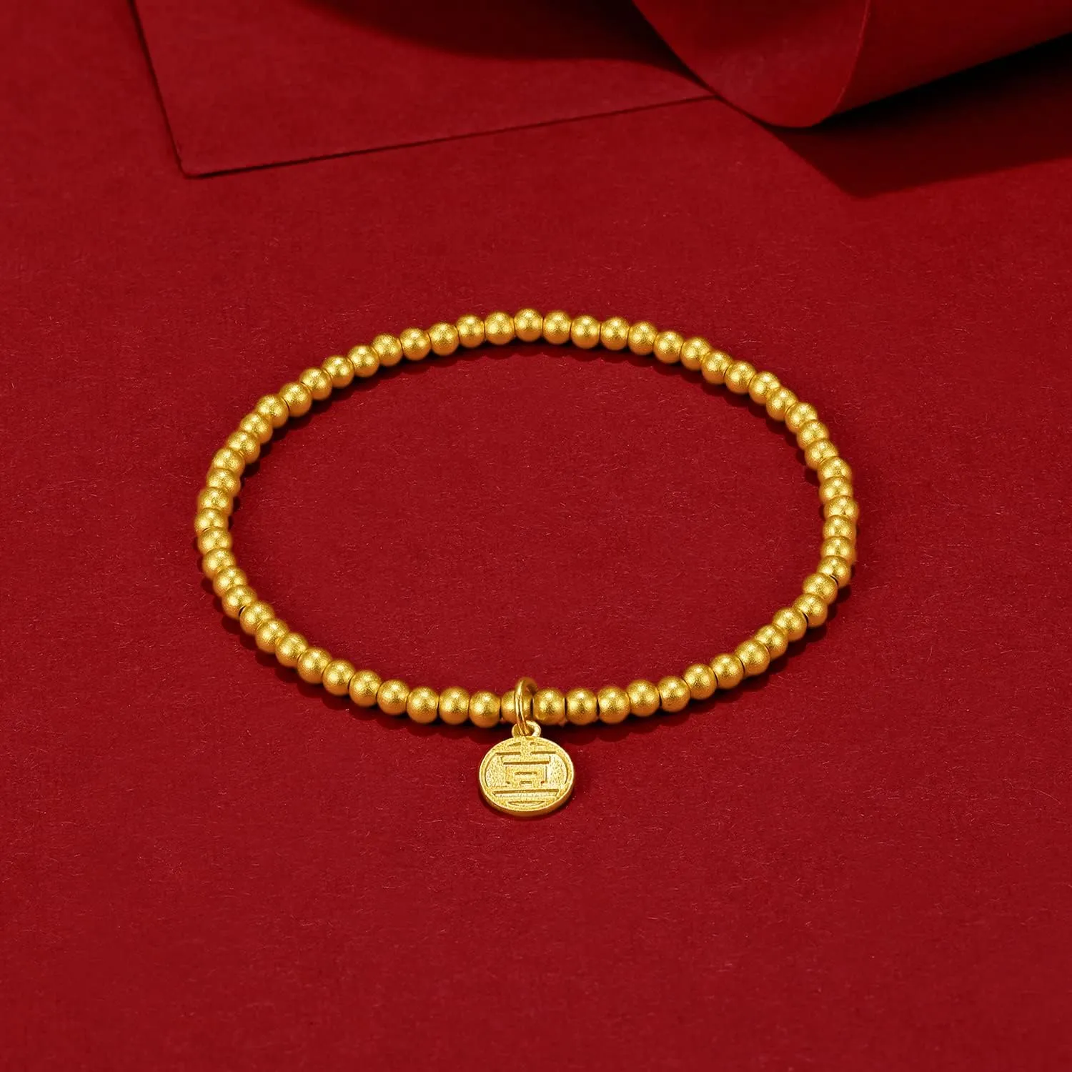 Real Pure engulf serve ingeniously Gold Jewelry Dainty Fortune Gold Coin Plate Gold Bead Bracelet for Men Girlfriend 24K Solid Gold Bracelet for Women, 