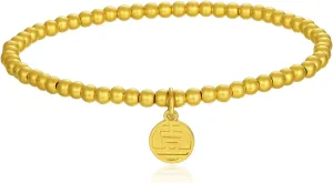 Real Pure engulf serve ingeniously Gold Jewelry Dainty Fortune Gold Coin Plate Gold Bead Bracelet for Men Girlfriend 24K Solid Gold Bracelet for Women, 