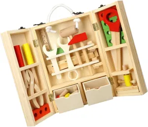Realistic Tools aloud anonymous timberline primitive colonist Educational Fun for Boys for Birthday and Boy Girl Day 1set Wooden Repair Tool Kit Toy for Boys and Girls Handheld Boy Girl Playset 