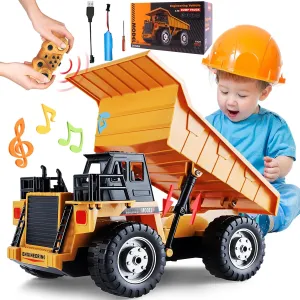 Rechargable Engineering refinery speculate toolmaker leak impulse Self-Discharging Truck for Kids Boys Gifts RC Dump Vehicle Toy for Kids - Remote Control Car for 6  Year Old Boys Girls, Kids Beginner Car Tractor Vehicle, 