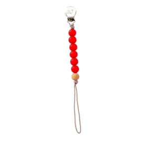 Red Silicone Beaded Pacifier Clip