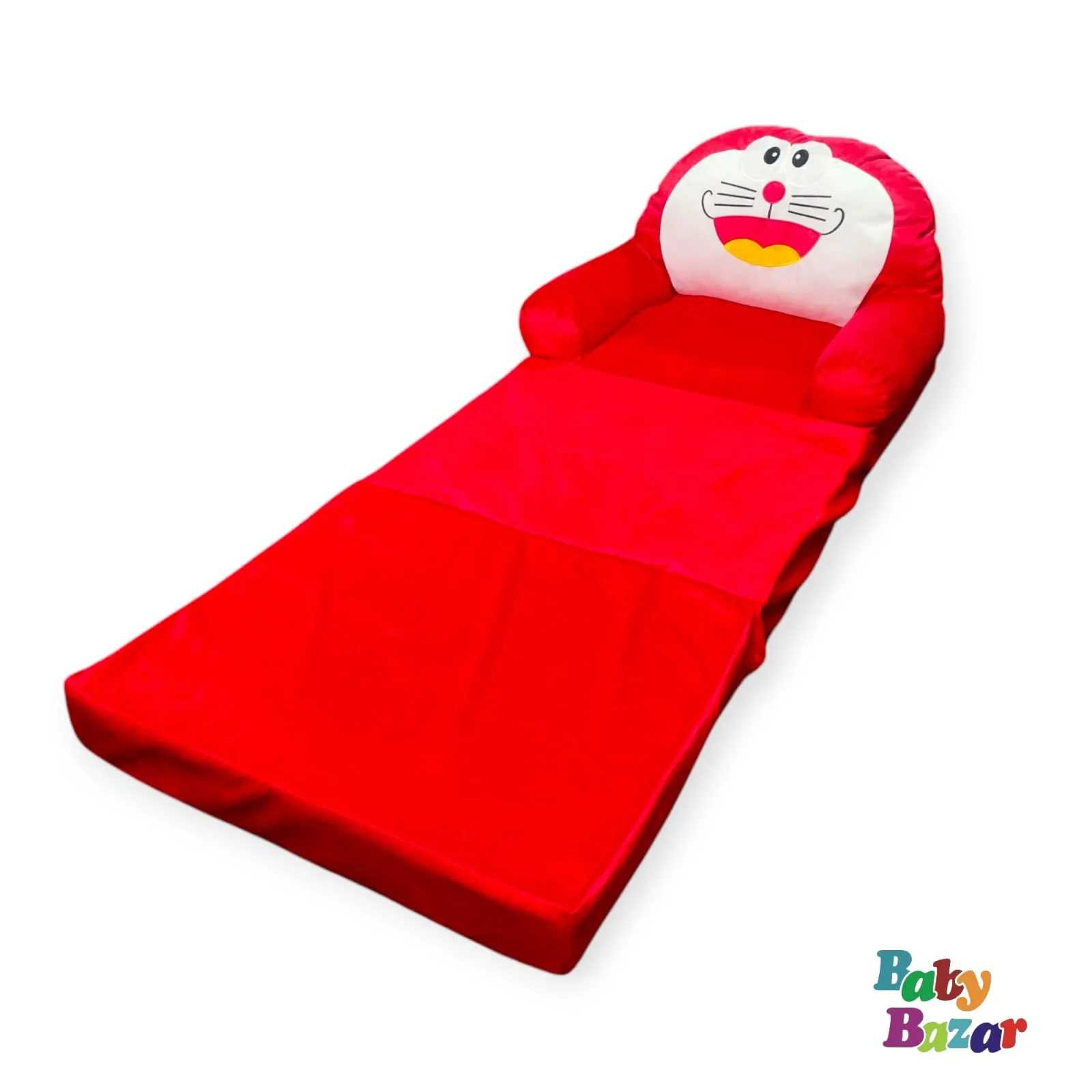 Red Smiley Cartoon Kids Sofa & Bed – Fun & Cozy Convertible Seat