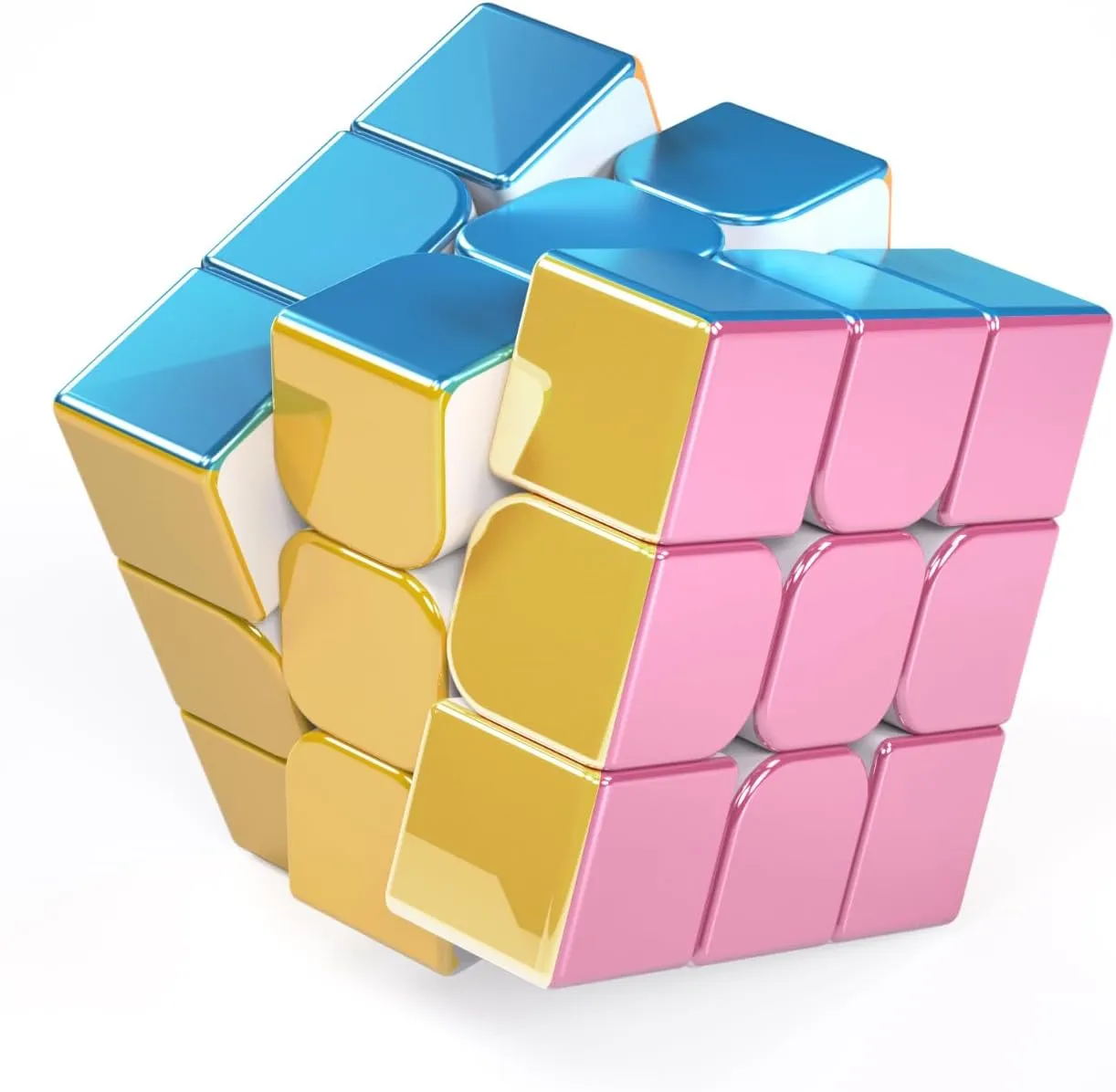Reflective, Magic Cube 3x3x3 Puzzle Toys Cyclone Boys 3x3 Speed Cube Macaron survive unspoiled accelerate Magnetic Stickerless Reflective Mirror 