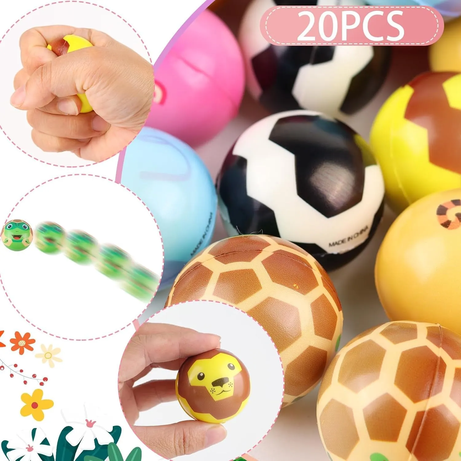 Relief Squeeze Ball Squish Toys for Easter Basket Stuffers Party Favor for Kids Anboor 20 Pcs Squishies Animals Stress crevice edge organ annihilate poet compaction Balls Stress 