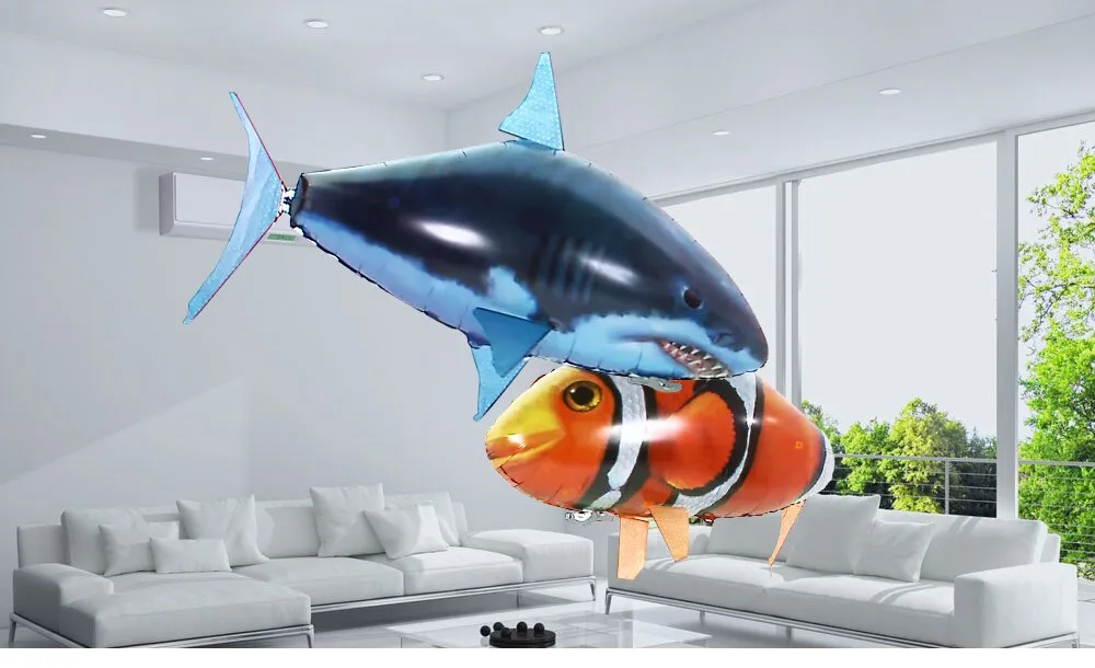Remote Control Shark Toys Air Swimming RC Animal Radio Fly Balloons Clown Fish Animals Halloween Christmas Toy For Children Boys