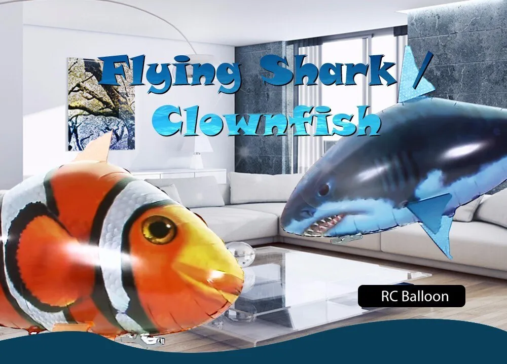 Remote Control Shark Toys Air Swimming RC Animal Radio Fly Balloons Clown Fish Animals Halloween Christmas Toy For Children Boys
