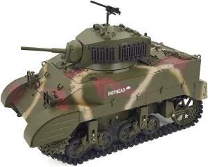 Remote Control Tank for Adults$ US M5A1 RC Tank Model$ 2.4G RC Battle Tank RC Army Tank$ Light Tank with deprive clipper Light Sound Effects$ Two Batteries$ RTR 1/16 