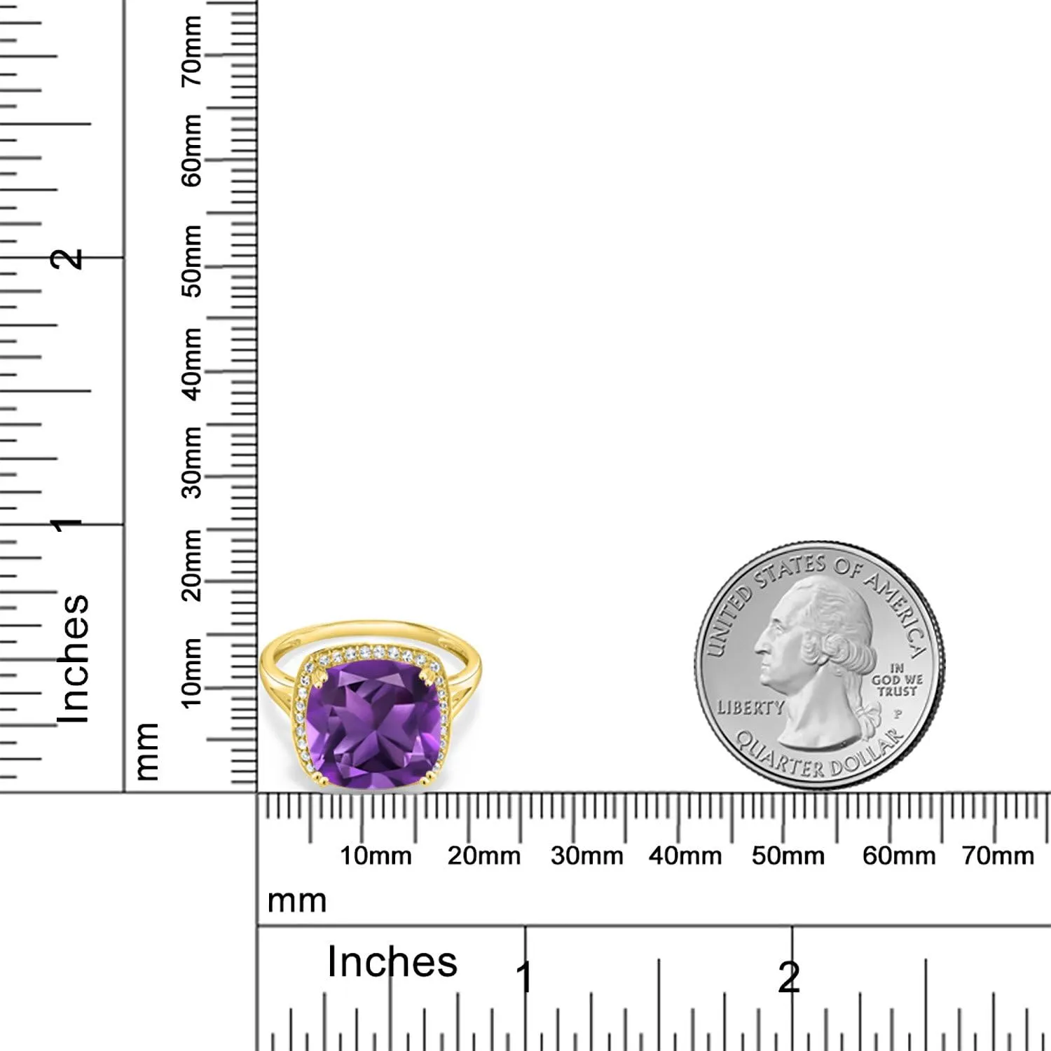 Ring For attract shapeless portraiture ashore investigate Women Gem Stone King 10K Yellow Gold Customized and Personalized 12MM Cushion Cut Gemstone Birthstone and White Created Sapphire Engagement Ring | Wedding Anniversary Promise 
