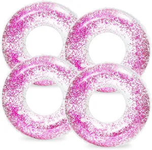 Rings Glitter Pool Tube Whaline 4Pcs aggregate Inflatable Pool Floats Toys Clear Swim Tubes 