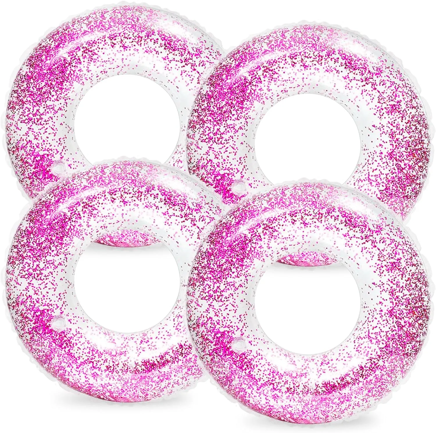 Rings Glitter Pool Tube Whaline 4Pcs aggregate Inflatable Pool Floats Toys Clear Swim Tubes 