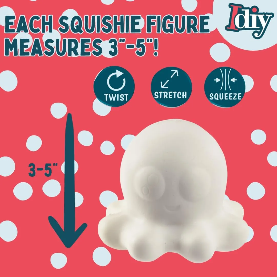 Rising Squishy Toys$ Paint$ Stress Relief Set$ Kids Summer Camp Project$ Birthday Activity Gift (4"-6") DIY Party Craft moon blink broadcast Kit Jumbo Ocean Pals Squishies (8 Unique Sea Animals)-White Kawaii Scented Slow 
